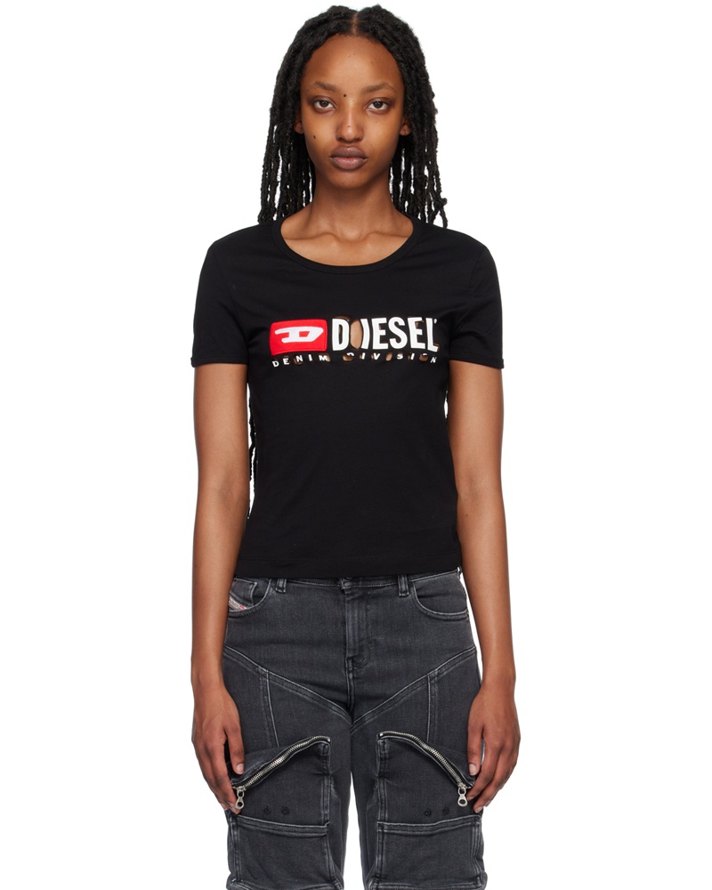 Diesel Damen Black T-Uncutie-Divstroyed T-Shirt