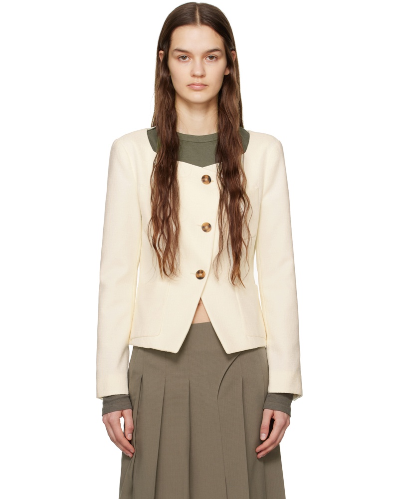 JKOO Damen Off-White Square Neck Blazer
