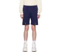 Blue Press-Stud Shorts