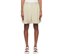 Beige Pleated Shorts