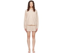 Beige 'The Curved' Shirt & Shorts Set