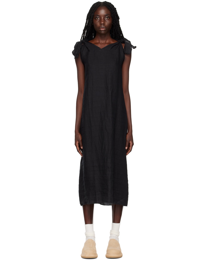 Deiji Studios Damen Black 'The Knot' Midi Dress