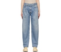 Blue Belted Baggy Jeans