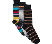 Three-Pack Stripe Kniestrümpfe/Socken/Strümpfe