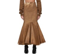 Brown Divine Bias Denim Maxi Skirt
