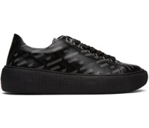 Black & Grey 'La Greca' Low-Top Sneakers