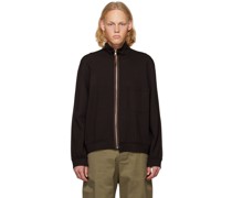 Brown Exposed Seams Zip Sweater