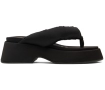 Black Retro Thong Platform Sandals