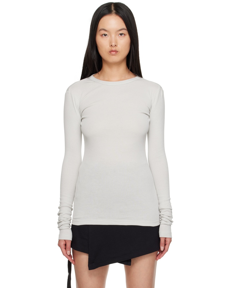 Ann Demeulemeester Damen Gray Fanie Long Sleeve T-Shirt Ann Demeulemeester Damen Gray Fanie Long Sleeve T-Shirt