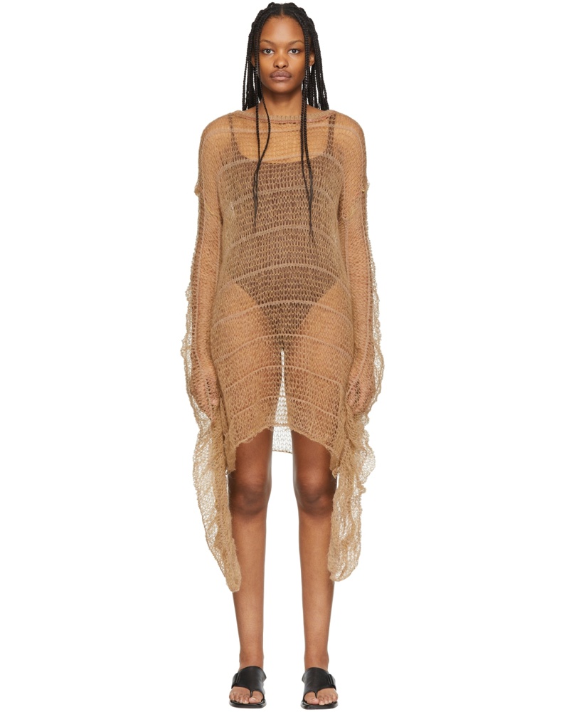 VITELLI Damen Beige Honeycomb Dress