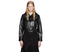 Black Glossed Faux-Leather Jacket