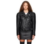 Black Crystal-Cut Leather Jacket