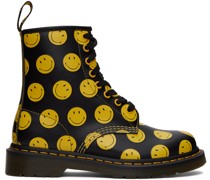 Black & Yellow 1460 Smiley Boots