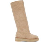 Beige Felt Form Boots