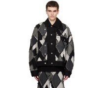 Black & Gray Patchwork Denim Jacket