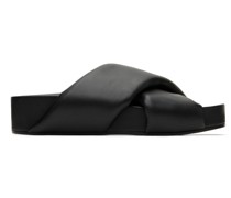 Black Oversize Wrapped Slide Sandals