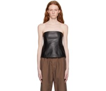 Black Zipped Leather Bustier