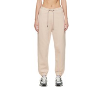 Beige Embroidered Lounge Pants