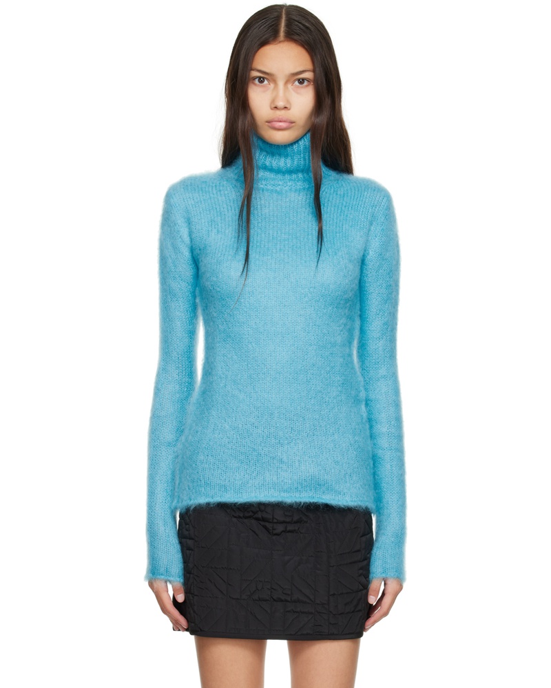 Nina Ricci Damen Blue Brushed Turtleneck