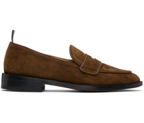 Brown Calf Suede Varsity Penny Loafers
