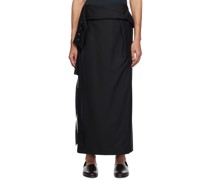 Black Reworked Midi Skirt