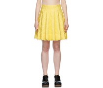 Yellow Jacquard Pleated Mini Skirt