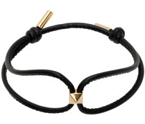 Black & Gold Rockstud Leather Bracelet