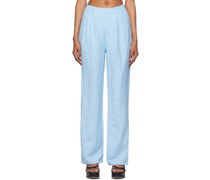 Blue Linen Classic Trousers