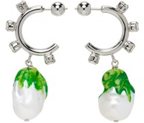 Silver & Green Jelly Melted Earrings