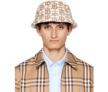 Beige & White Monogram Bucket Hat