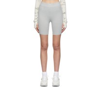 Grey Melange Rib Biker Shorts