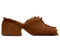 Brown Faux-Fur Mules