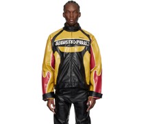 Black & Yellow Rider Faux-Leather Jacket