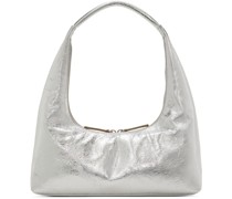 Silver Medium Crinkled Shoulder Bag