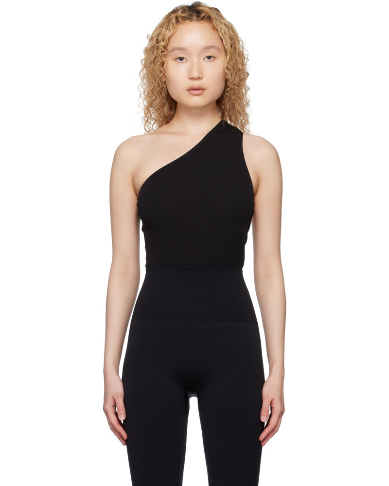 Wolford Damen Black Asymmetric Bodysuit
