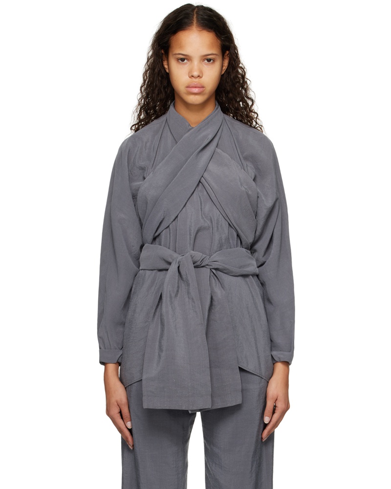 Christophe Lemaire Damen Gray Knotted Blouse