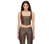 Brown 'The Tattoo' Leather Tank Top