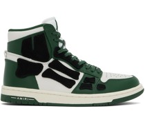 White & Green Skel Top Hi Sneakers