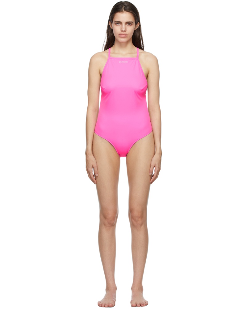 Balenciaga Damen Pink Strappy One-Piece Swimsuit