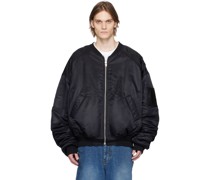 Black Zip-Up Reversible Bomber Jacket