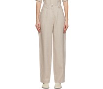 Beige Zip-Fly Trousers