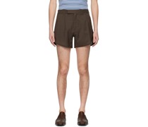 Brown Zip-Fly Shorts