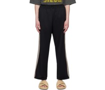 Black Five Stripe Track Pants