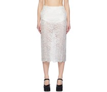 White Scalloped Midi Skirt