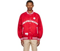 Red Moonface Patch Bomber Jacket