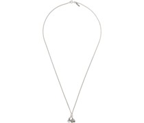 Silver Pearl & Skull Pendant Necklace