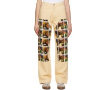 Beige Tremaine Emory Edition Tears Printed Knee Patch Jeans