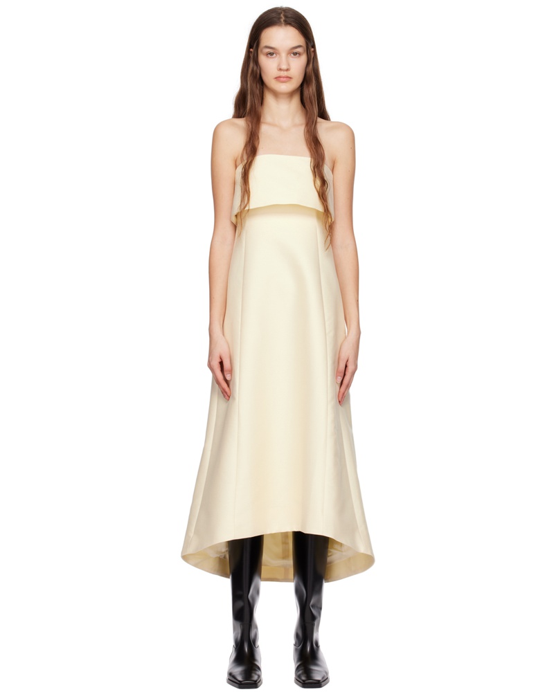 Totême Damen Off-white A-Line Midi Dress