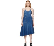 Blue Twisted Denim Midi Dress