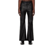 SSENSE Exclusive Black Pinched Seams Leather Pants